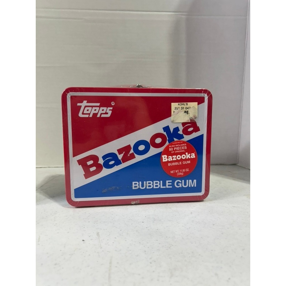 Topps Bazooka Bubble Gum Metal Tin Lunchbox Sealed Red White Blue Collectible‎